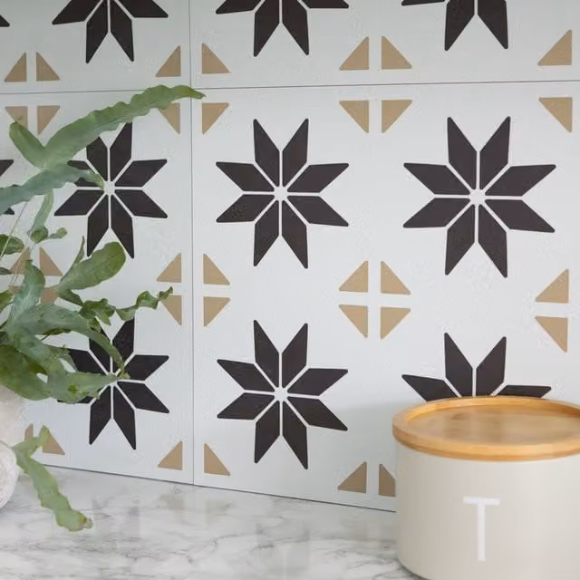 d-c-fix Vivid Stars Self Adhesive Wall Tiles in Black and White