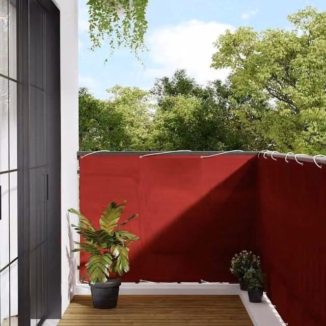 Berkfield Home Red Opaque Balcony Screen and Cover, W: 120 cm, H: 700 cm, 100% Polyester Oxford – 1