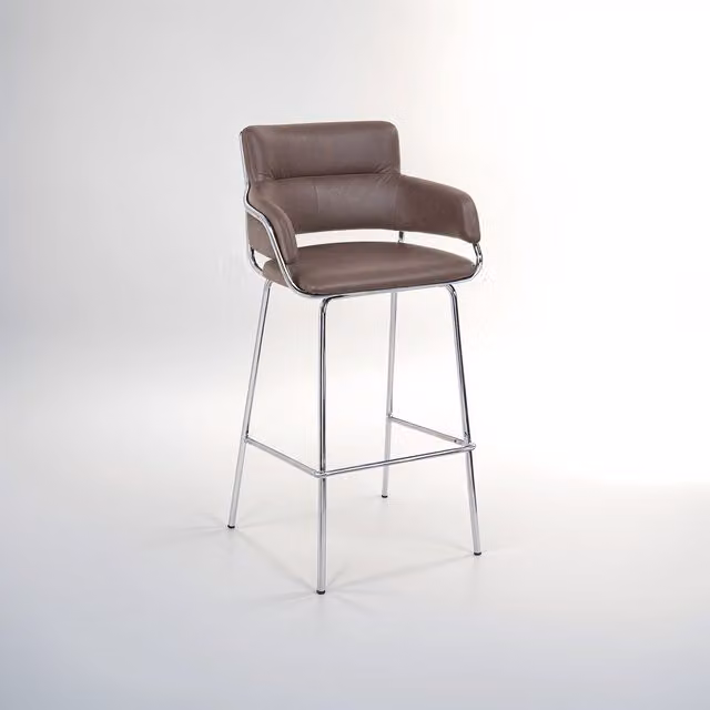 Orsina Tamzin Modern Brown Velvet Bar Chair with Metal Base