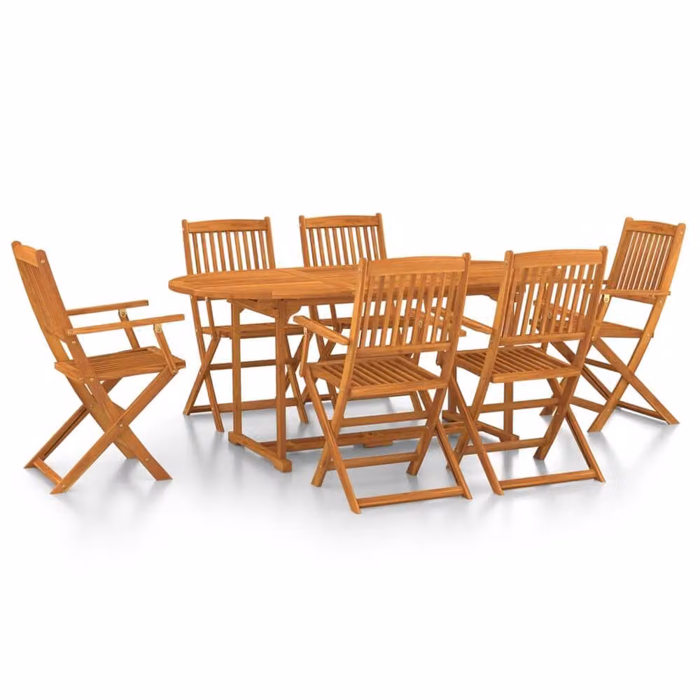 Berkfield Home 7 Piece Garden Dining Set in Brown Solid Oiled Acacia Wood – 2