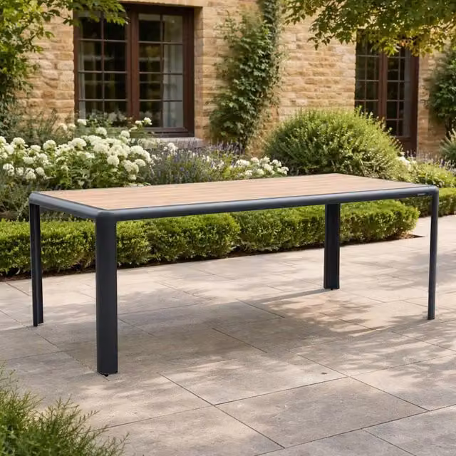 Mimo Outdoor Aluminium Dining Table with Grey Wood-Look Tabletop