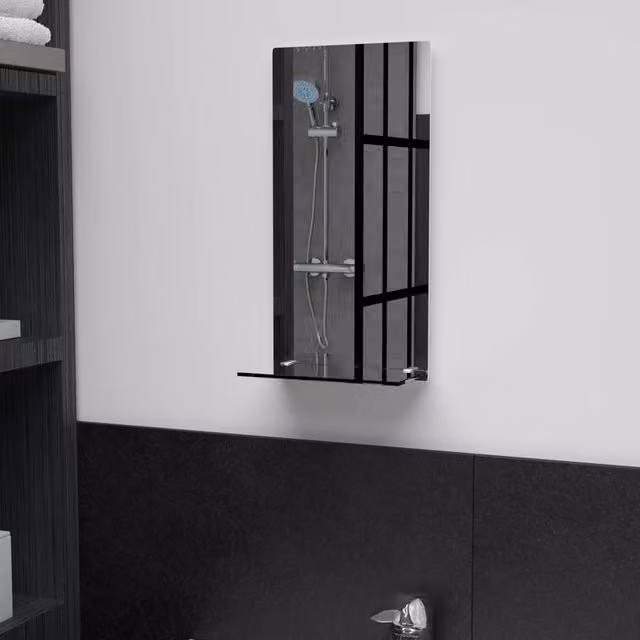 Berkfield Home Minimalist Rectangular Wall Mirror with Shelf in Silver, W: 40 cm, H: 20 cm – 1