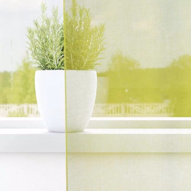 Berkfield Home Apple Green Voile Fabric Curtains with Eyelets, 2 Pack, W: 140 cm, H: 225 cm
