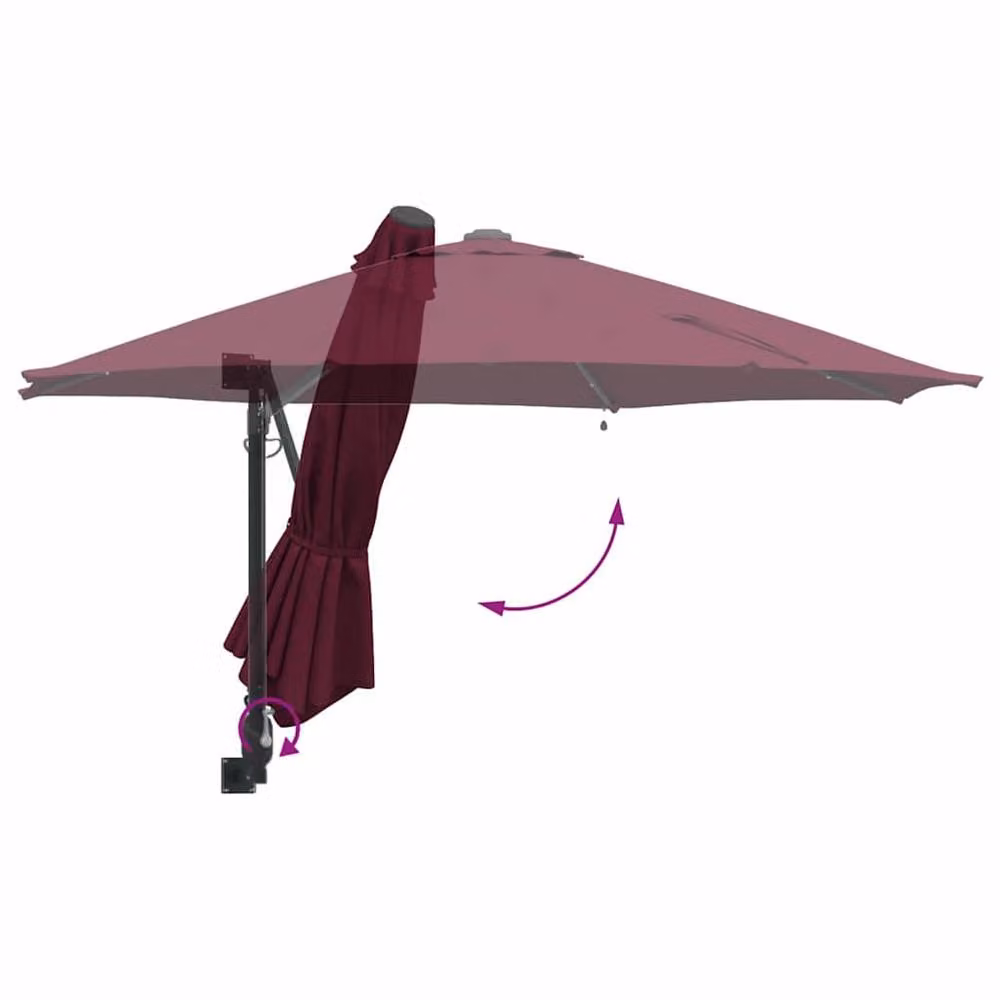 Berkfield Home Wall-mounted Garden Parasol with LEDs in Red – 5