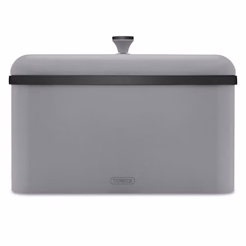 Tower Sera Airtight Stainless Steel Bread Bin in Grey and Black