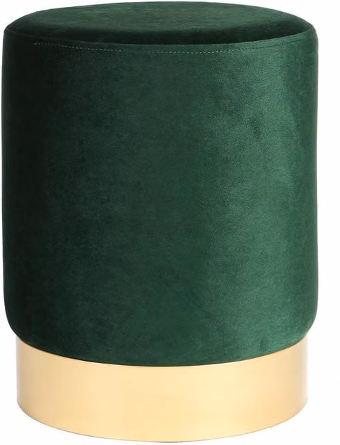 Harbour Housewares Round Green Velvet Pouffe