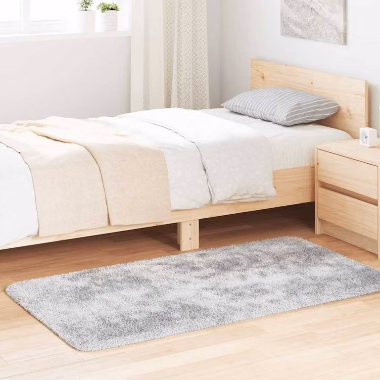Berkfield Home NAVARRA Shaggy High Pile Rug, Silver Grey, W: 80 cm, L: 150 cm