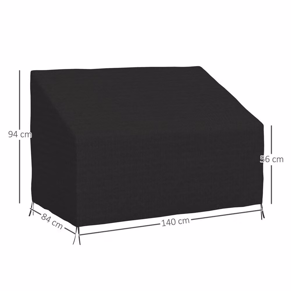 SPETLEK Black Water-Repellent Rain Cover for Garden Sofa and Chairs, W/D/H: 140 x 84 x 56/94 cm – 2