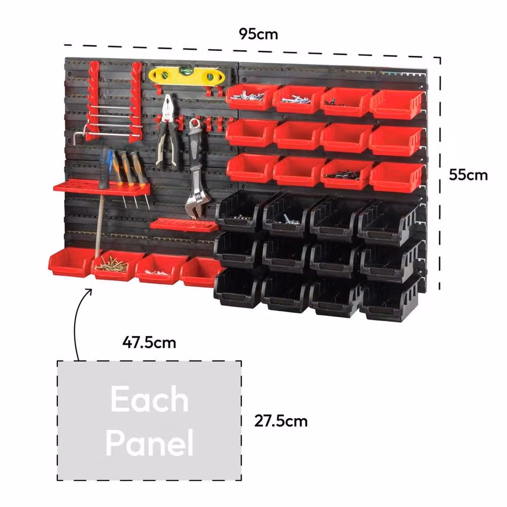 SPETLEK 46 Piece Wall Mounted Tool Rack in Black, Red and Multicolour – 2
