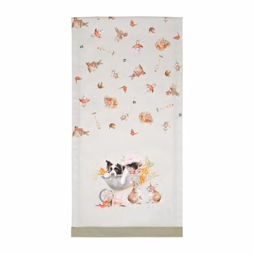 Wrendale Designs Garden Friends Cotton Table Runner in Green and Multicolour, W/D/H: 140 x 35 x 35 cm