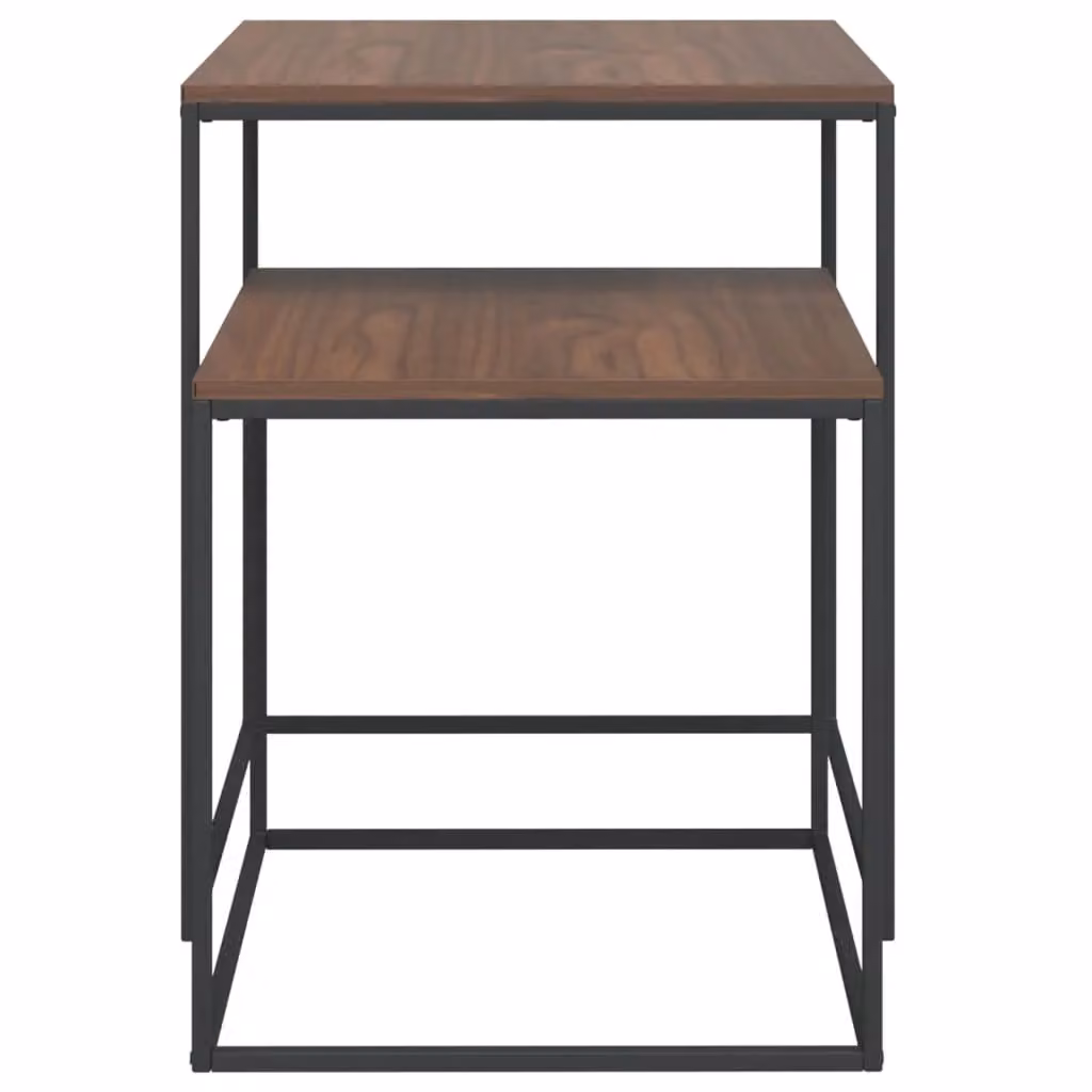 Berkfield Home 2-Piece Nesting Coffee Table Set in Black and Brown with Engineered Wood and Metal Construction – 3