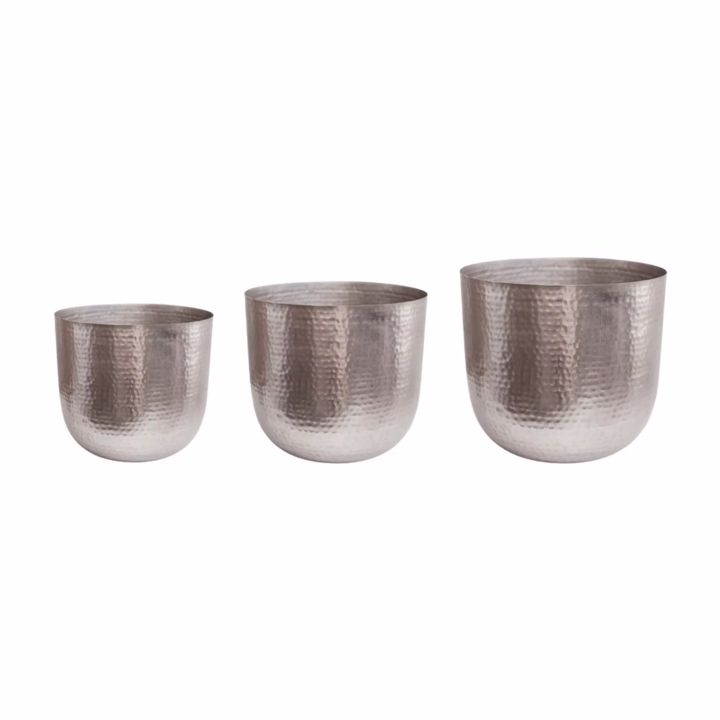 Ivyline Felix Hammered Metal Silver Planter Set of 3 – 2