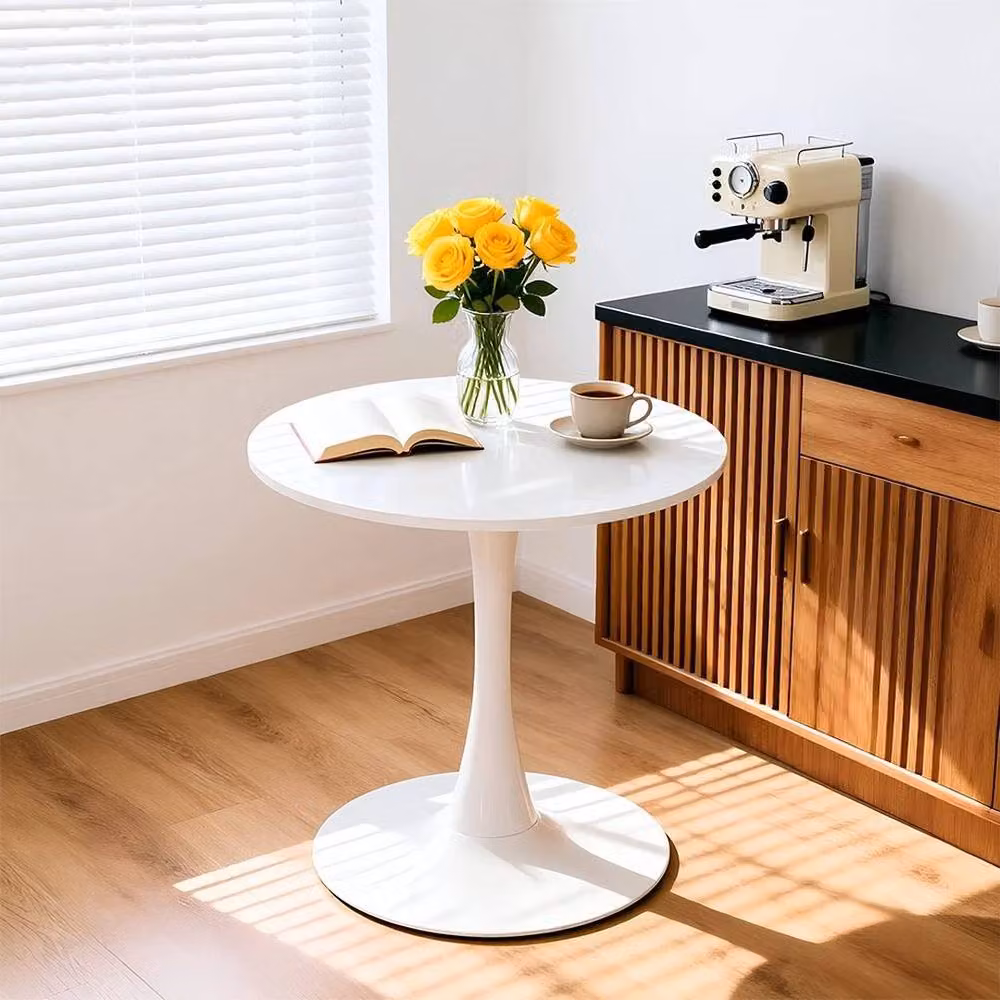 FORGEVIO Modern White Round Metal Coffee Table – 2