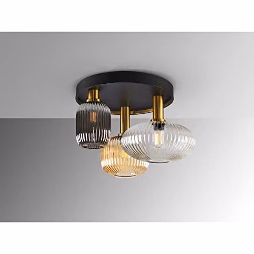 Schuller Modello Standard Modern Round Ceiling Light in Brass and Glass with Dimmable LED Bulb – 4