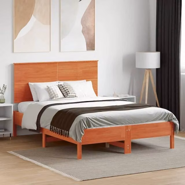 Berkfield Home Solid Pine Wood Headboard in Wax Brown – 1