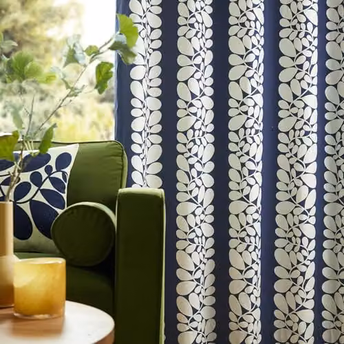 Orla Kiely Sycamore Stripe Eyelet Curtains in Space Blue, W: 137 cm, H: 168 cm – 3