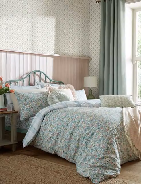 Laura Ashley Sherston Reversible Floral Cotton Bedding Set, Blue Mix, W: 180 cm x D: 200 cm