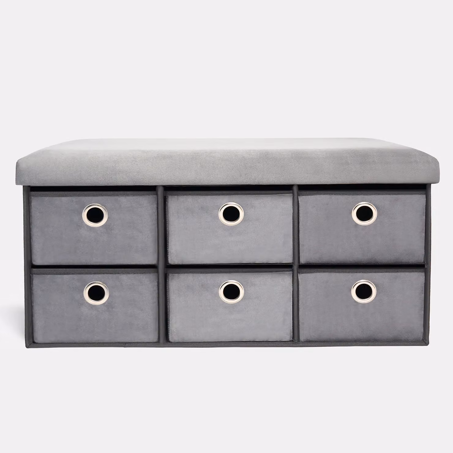 OHS Charcoal Velvet 6 Drawer Ottoman Storage Cube Unit – 3