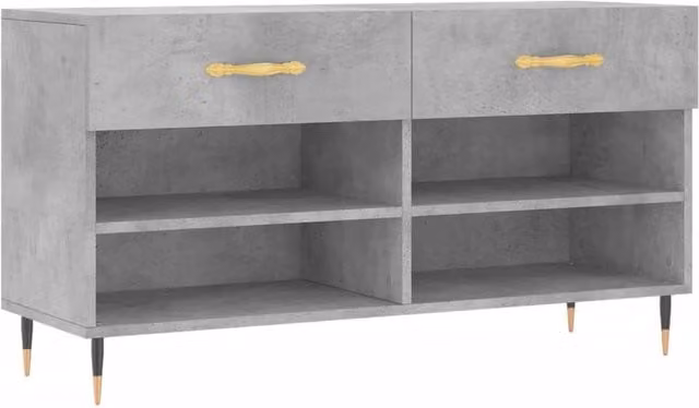 Berkfield Home Industrial Shoe Bench in Concrete Grey, W/D/H: 102 x 35 x 55 cm – 1
