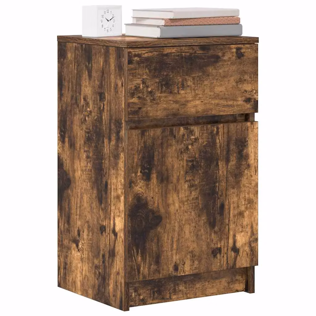 Berkfield Home Set of 2 Bedside Cabinets in Smoked Oak, W/D/H: 39 x 35 x 65 cm – 4
