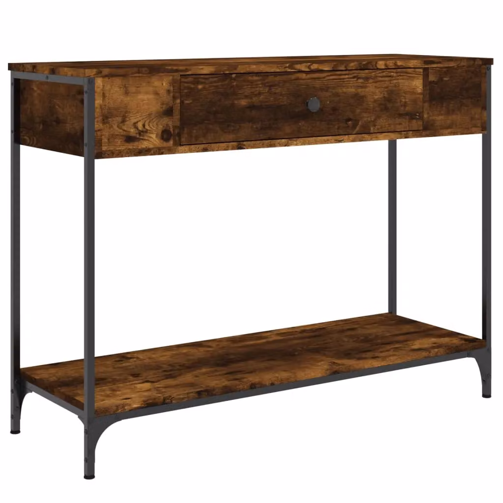 Berkfield Home Smoked Oak Console Table, Brown, W/D/H: 100 x 34.5 x 75 cm – 2