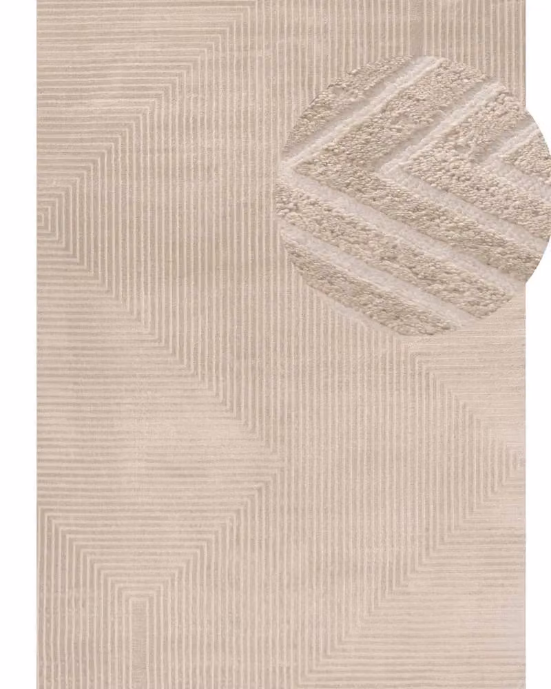 THE RUGS Carmel Modern Geometric Area Rug in Beige, Stain Resistant, W: 200 cm, D: 290 cm – 2