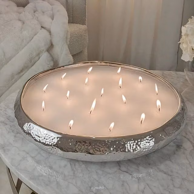 Marco Paul Vanilla Scented 17 Wick Tabletop Candle in Silver