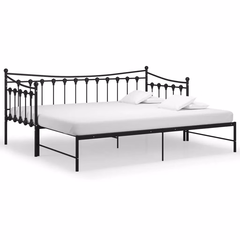 Berkfield Home Pull-out Sofa Bed Frame in Black Metal, W/D/H: 90 x 200 cm – 2