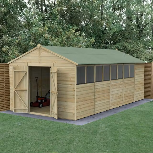 Beckwood 10x20 Apex Gable Wood Shed in Green and Brown
