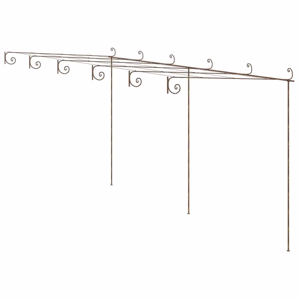 Berkfield Home Garden Antique Brown Metal Lean-to Pergola, W: 6 m, D: 3 m, H: 2.5 m – 2