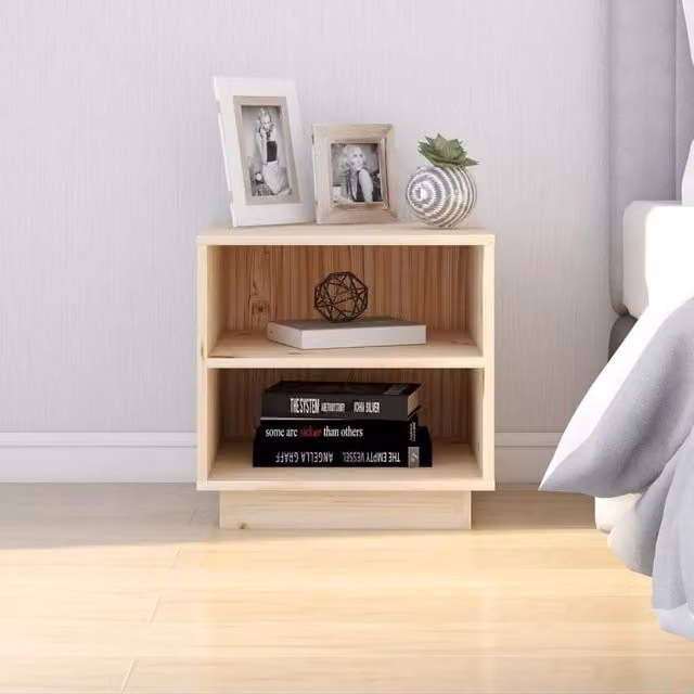 Berkfield Home Elegant Bedside Cabinets, Set of 2, Natural Solid Pine Wood, W/D/H: 40 x 34 x 40 cm