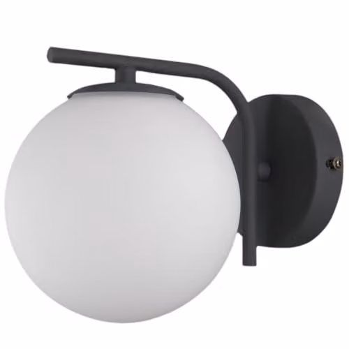 Netlighting Modern Black Wall Lamp with White Glass Sphere Shade and G9 Base
