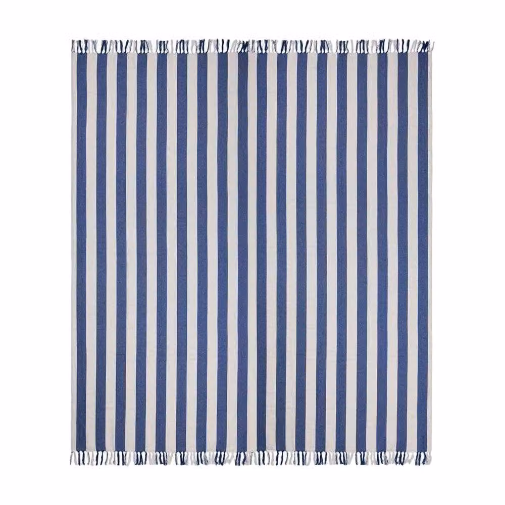 Vinga Ornos Family Hammam Towel in Blue Striped Quick-Drying Cotton and Polyester Blend – 2