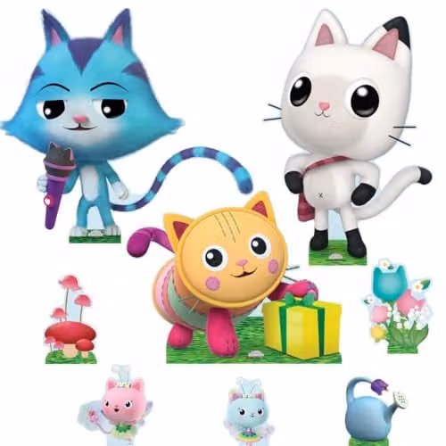 Star Cutouts SC4564 Gabby’s Dollhouse Pandy Paws, CatRat & Pillow Cat Multi Pack Multicolour Party Decorations and Room Décor, Height: 56 cm – 1