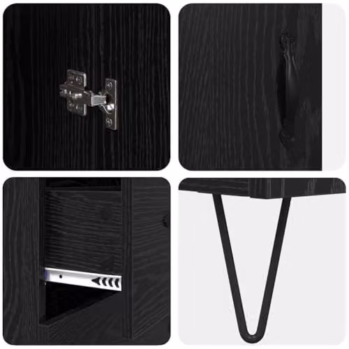 vidaXL Modern Black Oak Highboard with Hinged Doors and Internal Shelves, W/D/H: 69.5 x 34 x 90 cm – 4