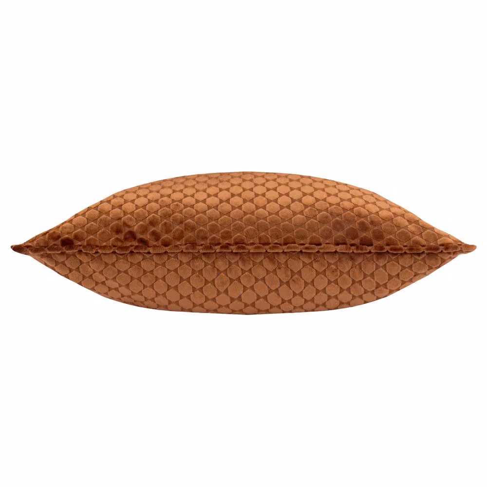 Paoletti Neptune Square Velvet Cushion in Bronze and Orange, W/D/H: 50 x 50 x 50 cm – 3