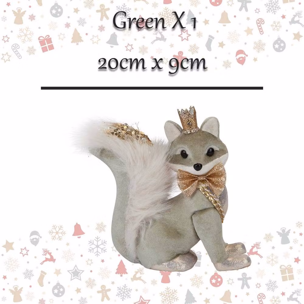 VFM e-Store Green Velvet Fox Christmas Decoration, W/H: 20 x 9 cm – 2