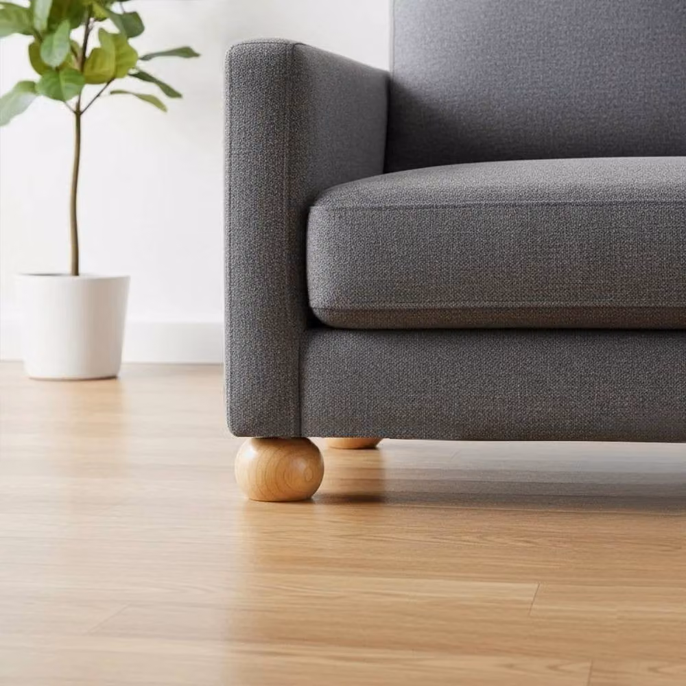 NESTLUNE Set of 4 Natural Oak Wooden Bun Feet with Felt Footpads in Brown, W/D/H: 52 x 52 x 52 cm – 3