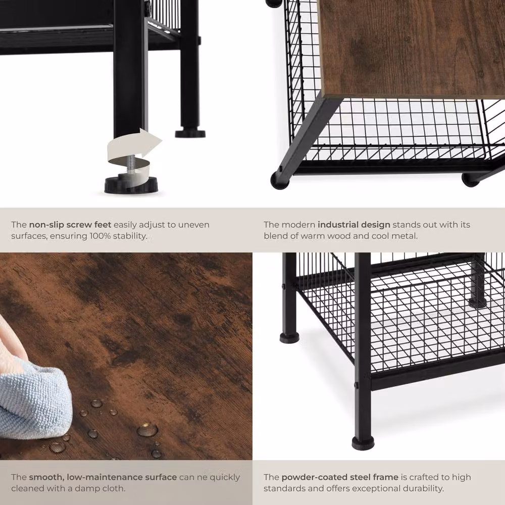 tectake Grimsby Bedside Table in Dark Brown – 4