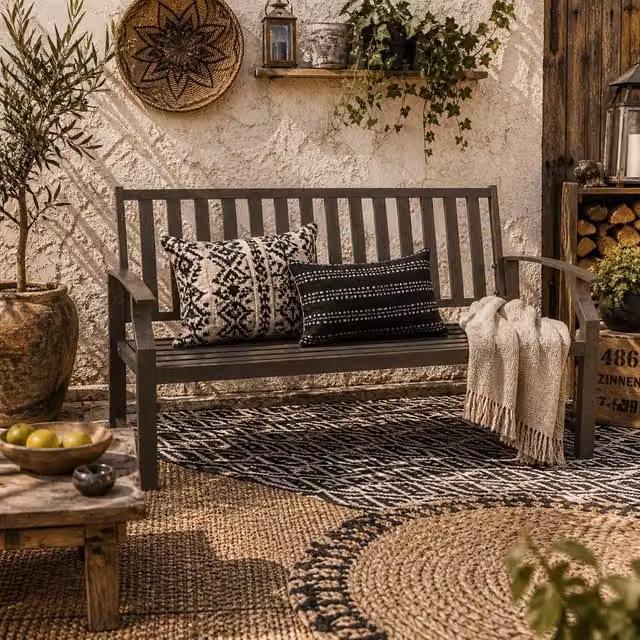 Wyld Haus Lilu 2 Seater Modern Metal Garden Bench in Matt Brown