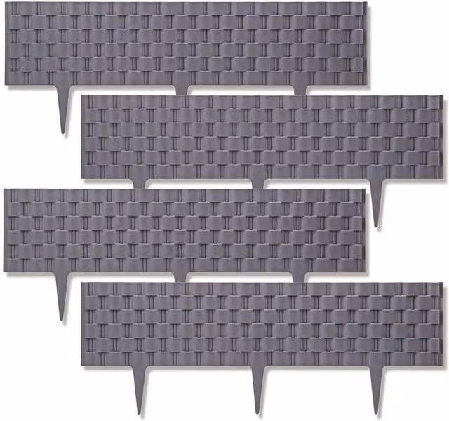 FLAVORA Grey Rattan Effect Plastic Garden Lawn Edging, W: 100 cm, H: 15 cm – 1