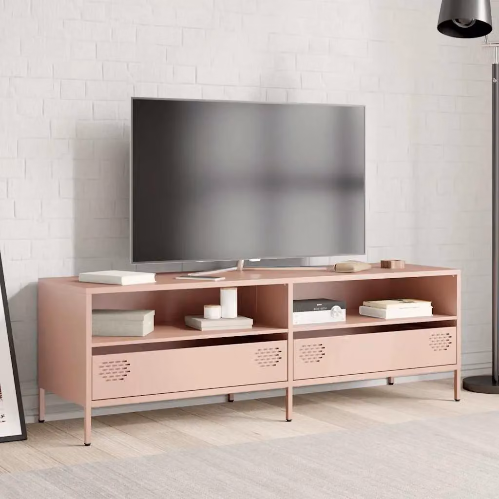 Berkfield Home Pink Industrial TV Cabinet in Matt Cold-rolled Steel, W: 135 cm, D: 39 cm, H: 43.5 cm – 3