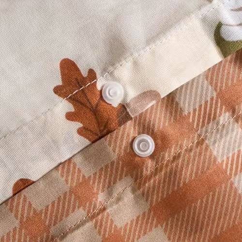 OHS Autumn Gonk Reversible Check Single Duvet Cover Set with Pillowcase in Beige and Orange, W/D/H: 135 x 200 cm – 2