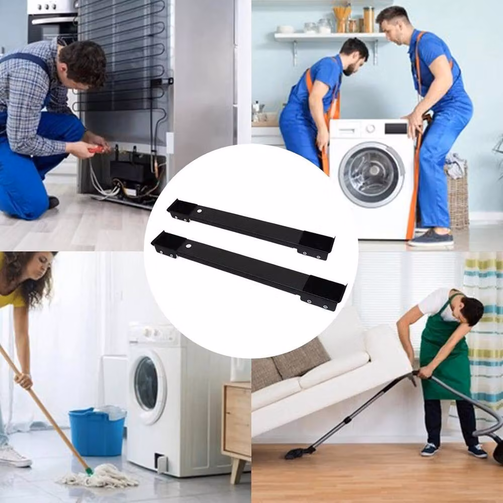 NESTLUNE Heavy Duty Appliance Roller Trolley for Washing Machines, 2 Pieces, Black – 4