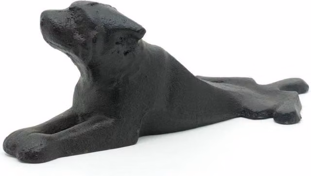 PAWNORA Cast Iron Animal Door Stop in Black