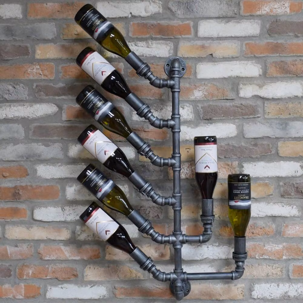 Gifts Direct 2 U Wall Mounted Metal Wine Rack Bottle Holder in Matt Silver – 2