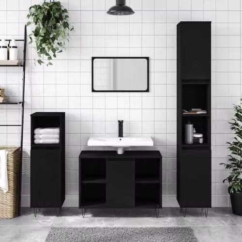 vidaXL Black Industrial Bathroom Cabinet with Internal Shelves, W/D/H: 80 x 33 x 60 cm – 2
