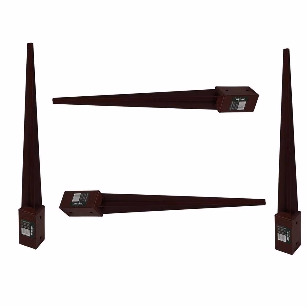 Kelvenix 8 Pack Steel Fence Post Spike Support Holders in Black, H: 120 cm, W: 7.5 cm – 5