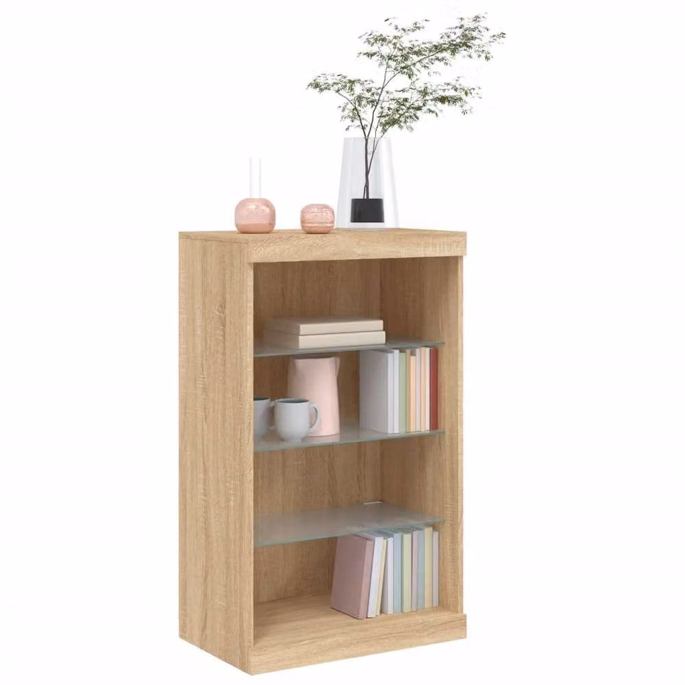Berkfield Home Sonoma Oak Sideboard with Integrated LED Lights in Light Brown, W: 60.5 cm, D: 37 cm, H: 100 cm – 3