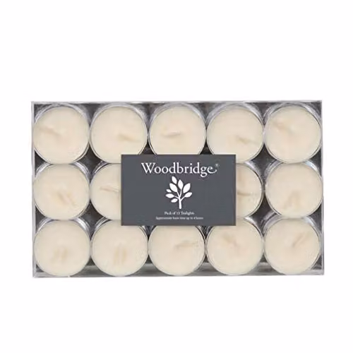 Goose Creek Woodbridge Tealights, Pack of 15, Ivory/Beige/White
